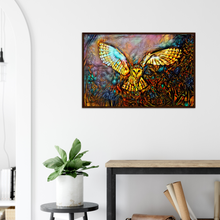 Load image into Gallery viewer, a crack must have opened to let the barn owl in - print + frame