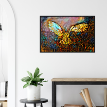 Load image into Gallery viewer, a crack must have opened to let the barn owl in - print + frame